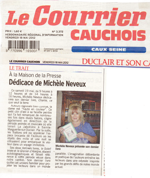 19 MAI 2012 – DÉDICACE LE TRAIT paru sur le « COURRIER CAUCHOIS »